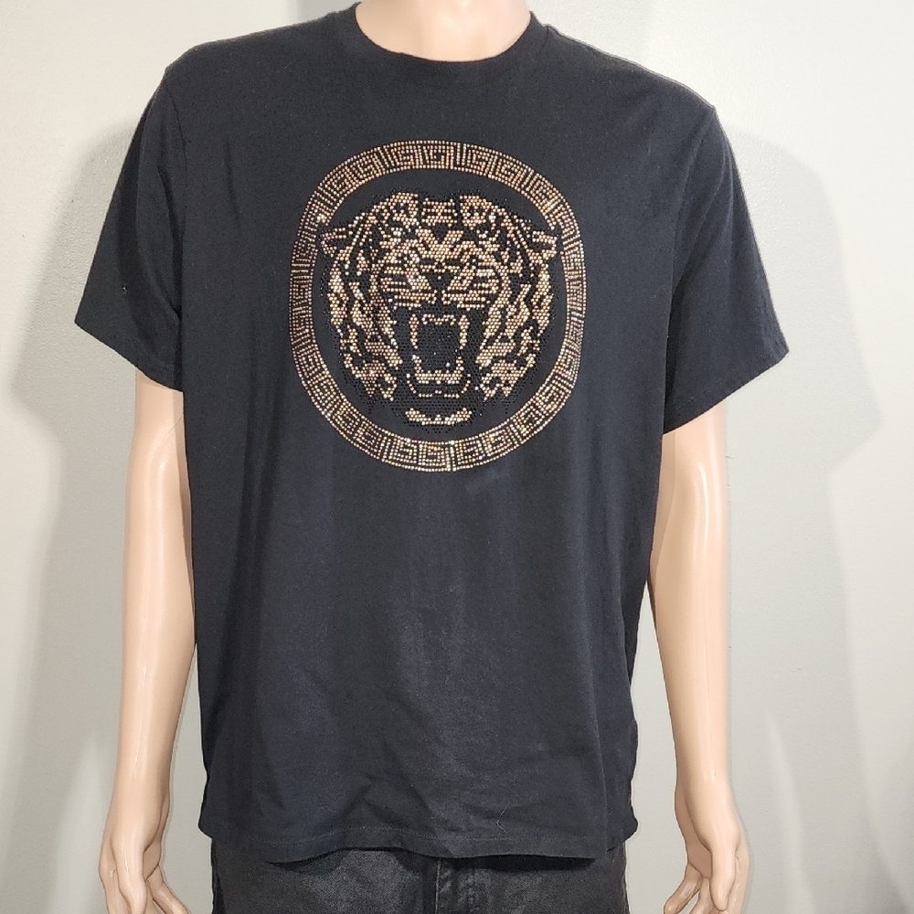 Guess Black Tee with Gold Tiger Graphic
